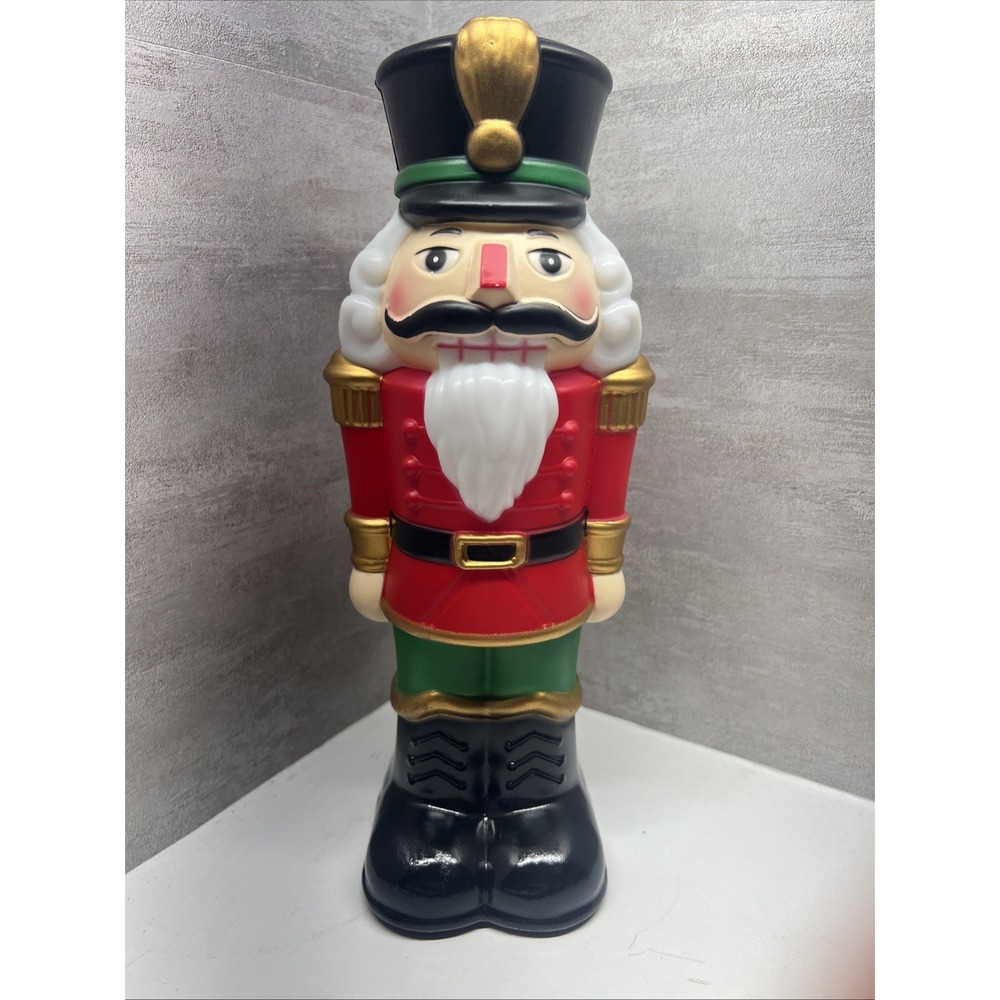 Nutcracker Blow Mold 11" Holiday Time Tabletop Lights Up Plastic Christmas